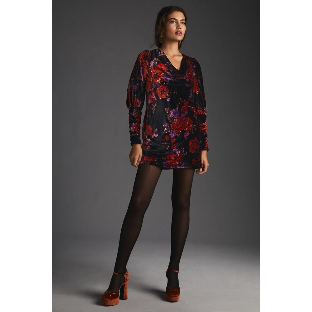 nwt ANTHROPOLOGIE MAEVE sz M Cowl Neck Velvet Dress